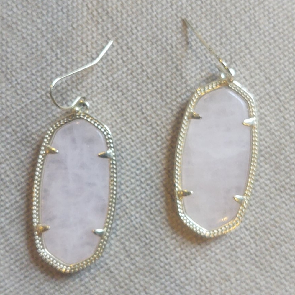 Kendra Scott pink rose quartz earrings